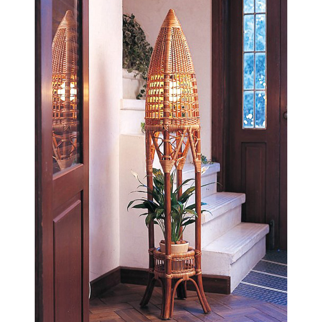 風間 カザマ フロアスタンド フロアランプ 尖塔型 ラタン家具 籐家具