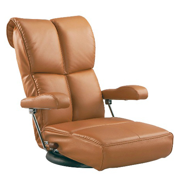 跳ね上げ式の肘部にも スーパーソフトレザーを使用したハイエンド 座椅子  YS-C1367HR