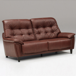 3人掛本革張ソファ “クシュル” ハイバックで上品なデザインが人気