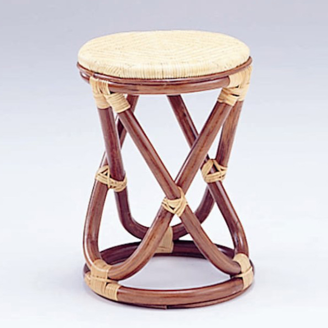 ラタン “ 丸スツール（0285）” クラフトマンの技が光るカザマ製