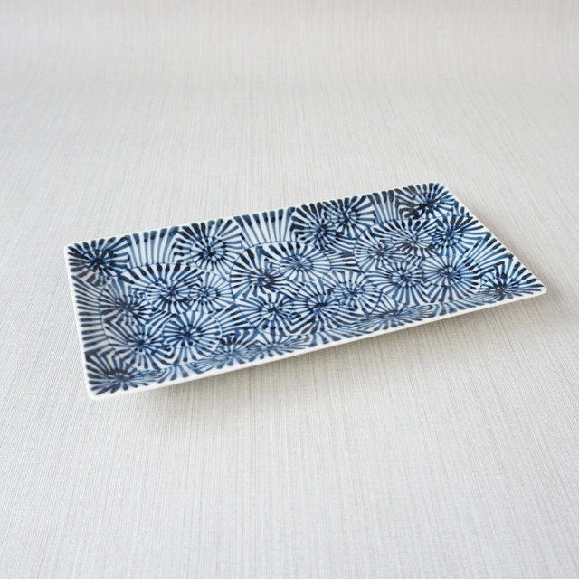 そうた窯│染付蛸唐草S字長角皿（小） サイズ：230mm×115mm