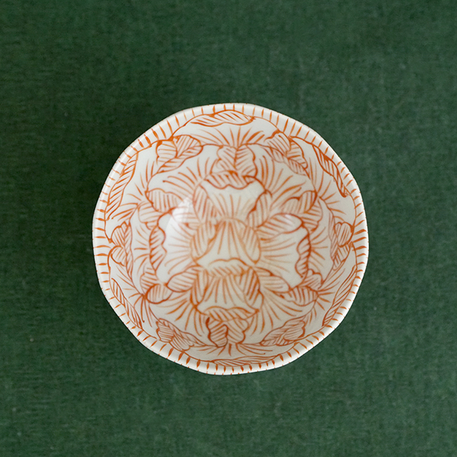 そうた窯│錦赤花弁紋面取茶付（小）