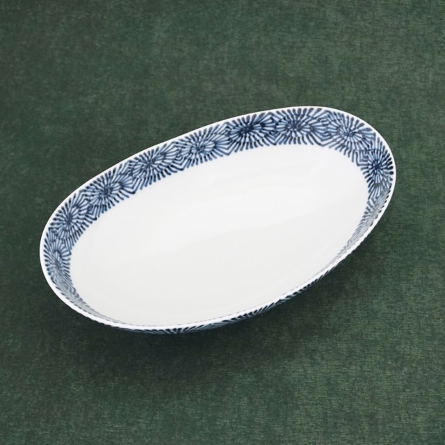 惣太窯　そうた窯　染付蛸唐草　楕円　大皿　共箱入り　有田焼 そうた窯 染付蛸唐草 楕円深皿(中)
