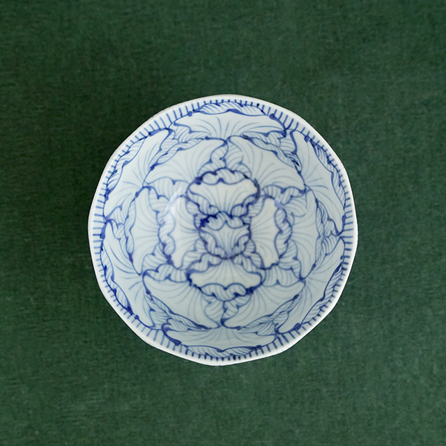 そうた窯│染付花弁紋面取茶付（大）