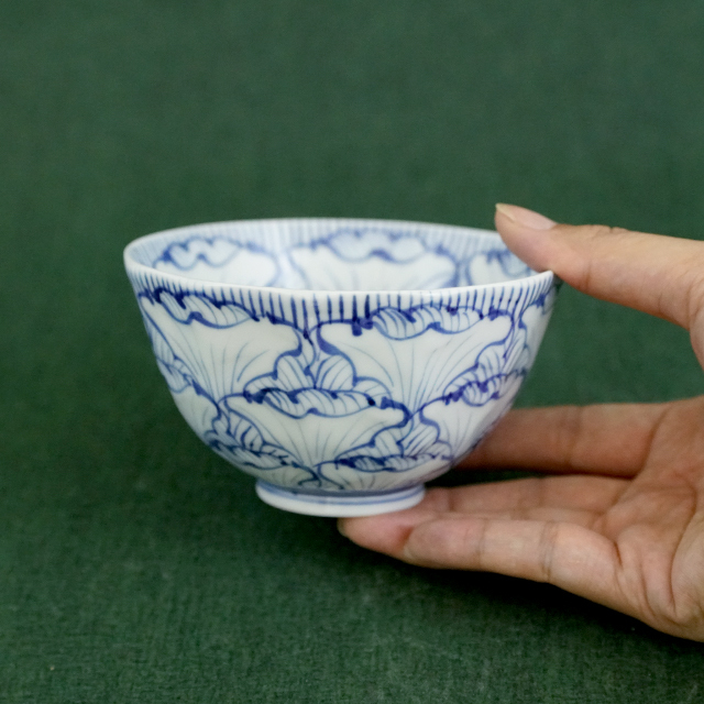 そうた窯│染付花弁紋面取茶付（大）