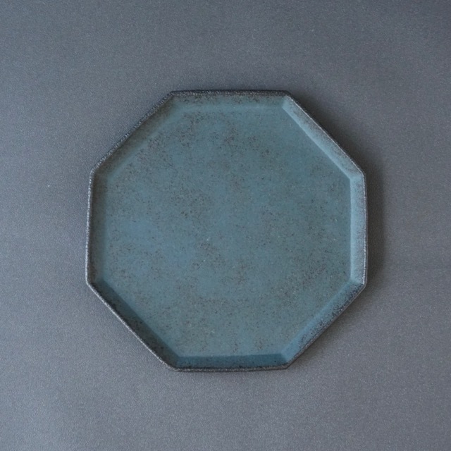 渋谷英一｜地ノ器八角皿（緑青） サイズ：200mm×185mm×H15mm 重