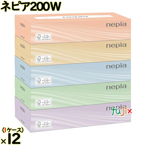 ネピア ネピアティシュ(法人用)200W 400枚（200組）60箱パック （5箱×12個）／ケース　ティッシュペーパーFSC 日本製