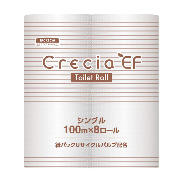 クレシアEF  トイレットロール 100m シングル　12ロール パルプ＋紙パック　100mシングル×8ロール×8パック／ケース　10123