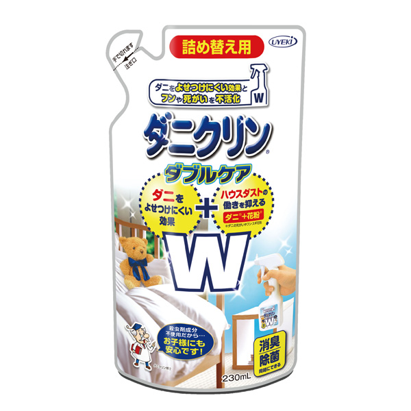 ダニ ハウスダスト 対策スプレー ダニクリン　Wケア  詰め替え用  230ｍL×24個／ケース 日本アトピー協会推薦品 防虫 駆除 忌避 退治
