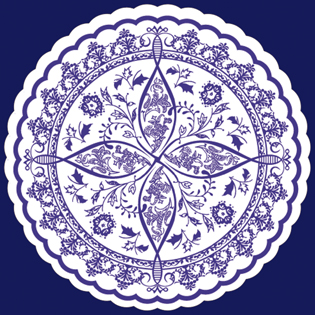 フジ紙コースター　紺の小花菊丸