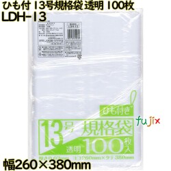 規格袋 ひも付き　 透明 13号 LLDPE 厚み 0.03mm 4000枚（100枚×40）／ケース LDH-13 日本技研工業