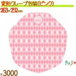 クレープ紙 ラミ加工 (変形) ピンク  3000枚／ケース クレープ 袋 クレープ包装紙 包材 13006