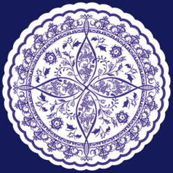 フジ紙コースター　紺の小花菊丸