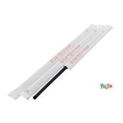 アイスコーヒー用 ストレートストロー 4.5mm×18cm 紙包装 黒色 10000本（500本×20小箱）／ケース わらおstraw 354