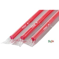 ジュース用 フレックスストロー 6mm×21cm フィルム包装 赤色 10000本（500本×20小箱）／ケース わらおstraw 410