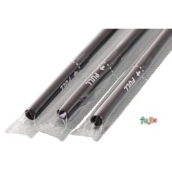 ジュース用 フレックスストロー 6mm×21cm フィルム包装 黒色 10000本（500本×20小箱）／ケース わらおstraw 414