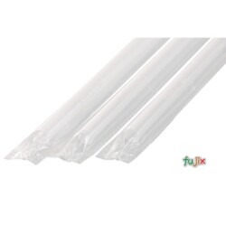 ジュース用 ストレートストロー 6mm×21cm フィルム包装 透明 10000本（500本×20小箱）／ケース わらおstraw 434