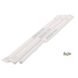 ジュース用 フレックスストロー 6mm×21cm 紙包装 白色 10000本（500本×20小箱）／ケース わらおstraw 451