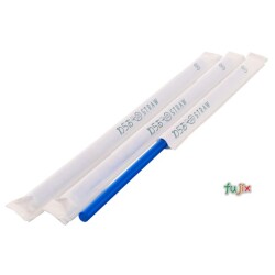 ジュース用 ストレートストロー 6mm×21cm 紙包装 青色 10000本（500本×20小箱）／ケース わらおstraw 467