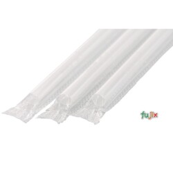 シェイク用 ストレートストロー 7mm×21cm フィルム包装 透明 8000本（400本×20小箱）／ケース わらおstraw 552