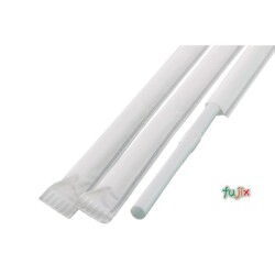 輸入　ジュース用 フレックスストロー 6mm×21cm 紙包装 白色 10000本（500本×20小箱）／ケース わらおstraw 908