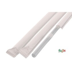 輸入　ジュース用 フレックスストロー 6mm×21cm 紙包装 透明 10000本（500本×20小箱）／ケース わらおstraw 909