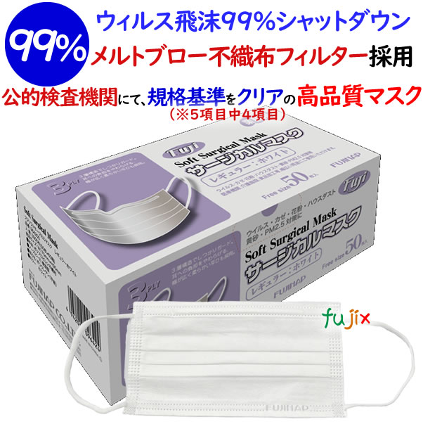 Jis規格適合 サージカルマスク フジ ソフトサージカルマスク ホワイト レギュラー