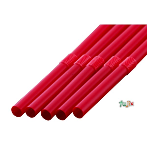 ジュース用ショート フレックスストロー 6mm×17cm 包装なし 赤色 10000