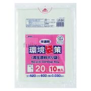 環境袋策　20L　再生LL 再生LDPE 半透明0.03mm 300枚/ケース LR-24 ジャパックス