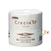 クレシアEF  トイレットロール 90m シングル パルプ＋紙パック　リサイクルパルプ 90m シングル×80個／ケース　10101