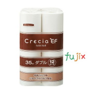 クレシアEF  トイレットロール　35m ダブル　12ロール パルプ＋紙パック　リサイクルパルプ 35mダブル×8パック／ケース　20840