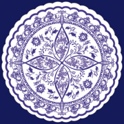 フジ紙コースター　紺の小花菊丸