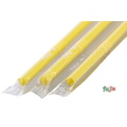 ジュース用 フレックスストロー 6mm×21cm フィルム包装 黄色 10000本（500本×20小箱）／ケース わらおstraw 411