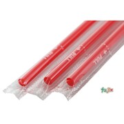 ジュース用 ストレートストロー 6mm×21cm フィルム包装 赤色 10000本（500本×20小箱）／ケース わらおstraw 428