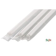 ジュース用 ストレートストロー 6mm×21cm フィルム包装 白色 10000本（500本×20小箱）／ケース わらおstraw 433