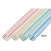 タピオカ用 ストレートストロー 10mm×21cm 包装なし ストライプクリア地 4000本（200本×20小箱）／ケース わらおstraw 608