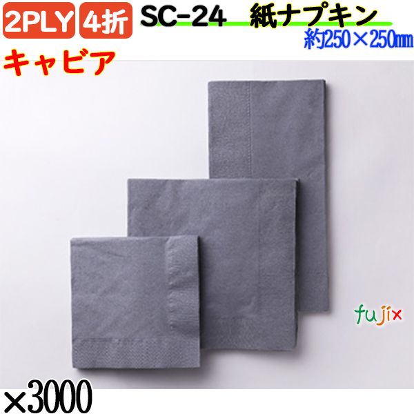 紙ナプキン 4折 2PLYキャビア 3000枚／ケース おしゃれ ペーパーナプキン 紙ナフキン SC-24
