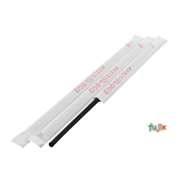 アイスコーヒー用 ストレートストロー 4.5mm×18cm 紙包装 黒色 10000本（500本×20小箱）／ケース わらおstraw 354