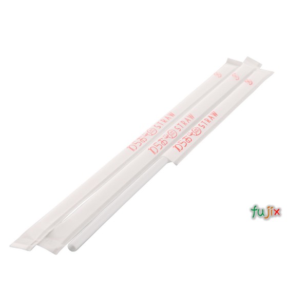 アイスコーヒー用 ストレートストロー 4.5mm×21cm 紙包装 白色 16000本（800本×20小箱）／ケース わらおstraw 371