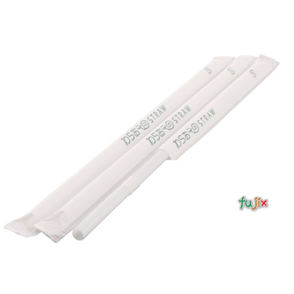 ジュース用 フレックスストロー 6mm×21cm 紙包装 白色 10000本（500本×20小箱）／ケース わらおstraw 451