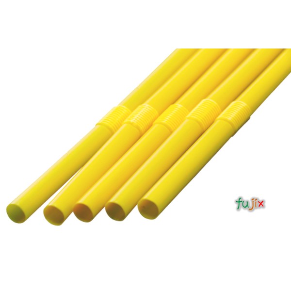 ジュース用 フレックスストロー 6mm×21cm 包装なし 黄色 10000本（500本×20小箱）／ケース わらおstraw 483