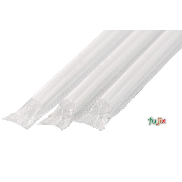 シェイク用 ストレートストロー 7mm×21cm フィルム包装 透明 8000本（400本×20小箱）／ケース わらおstraw 552