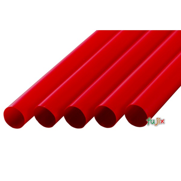 タピオカ用 ストレートストロー 12mm×21cm 包装なし 赤色 2600本（130本×20小箱）／ケース わらおstraw 609