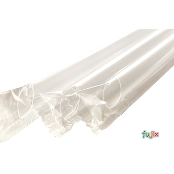 タピオカ蓋突刺し用 片先斜めストロー 12mm×18cm フィルム包装 透明 3400本（170本×20小箱）／ケース わらおstraw 643