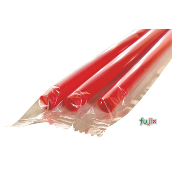 シェイク用 ストレートストロー 8mm×21cm フィルム包装 赤色 5000本（250本×20小箱）／ケース わらおstraw 755