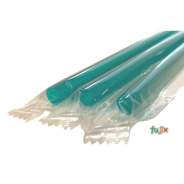 シェイク用 ストレートストロー 8mm×21cm フィルム包装 緑色 5000本（250本×20小箱）／ケース わらおstraw 757