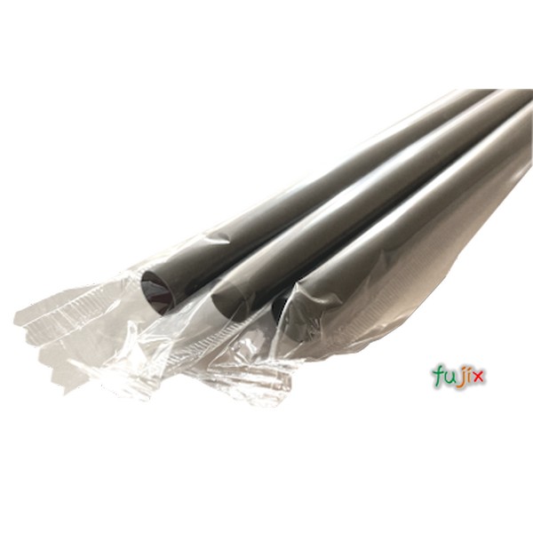 シェイク用 ストレートストロー 8mm×21cm フィルム包装 黒色 5000本（250本×20小箱）／ケース わらおstraw 758