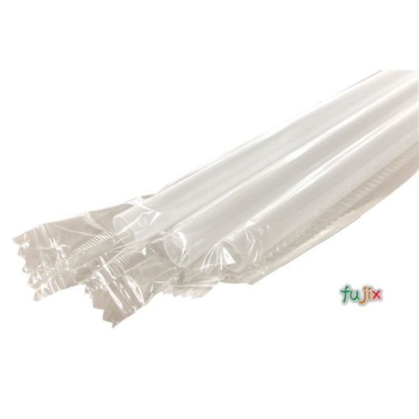 シェイク用 ストレートストロー 8mm×21cm フィルム包装 透明 5000本（250本×20小箱）／ケース わらおstraw 759