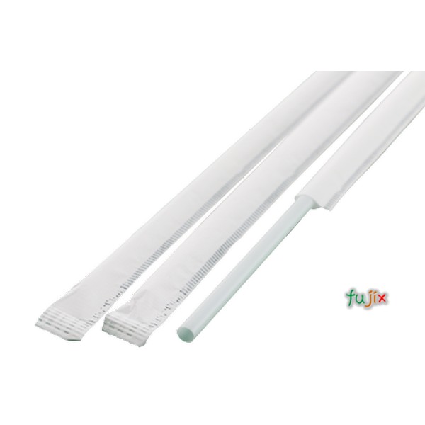 輸入　アイスコーヒー用 ストレートストロー 4.5mm×18cm 紙包装 白色 25000本（500本×50小箱）／ケース わらおstraw 900