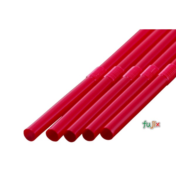 輸入　ジュース用 フレックスストロー 6mm×21cm 包装なし 赤色 10000本（500本×20小箱）／ケース わらおstraw 911
